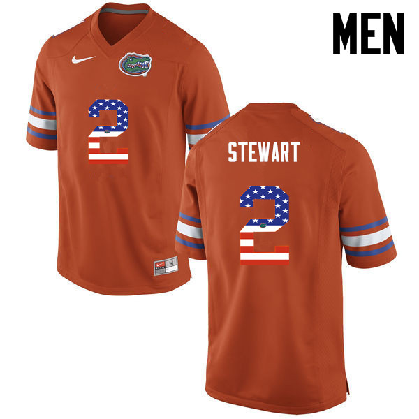 Men Florida Gators #2 Brad Stewart College Football USA Flag Fashion Jerseys-Orange - Click Image to Close